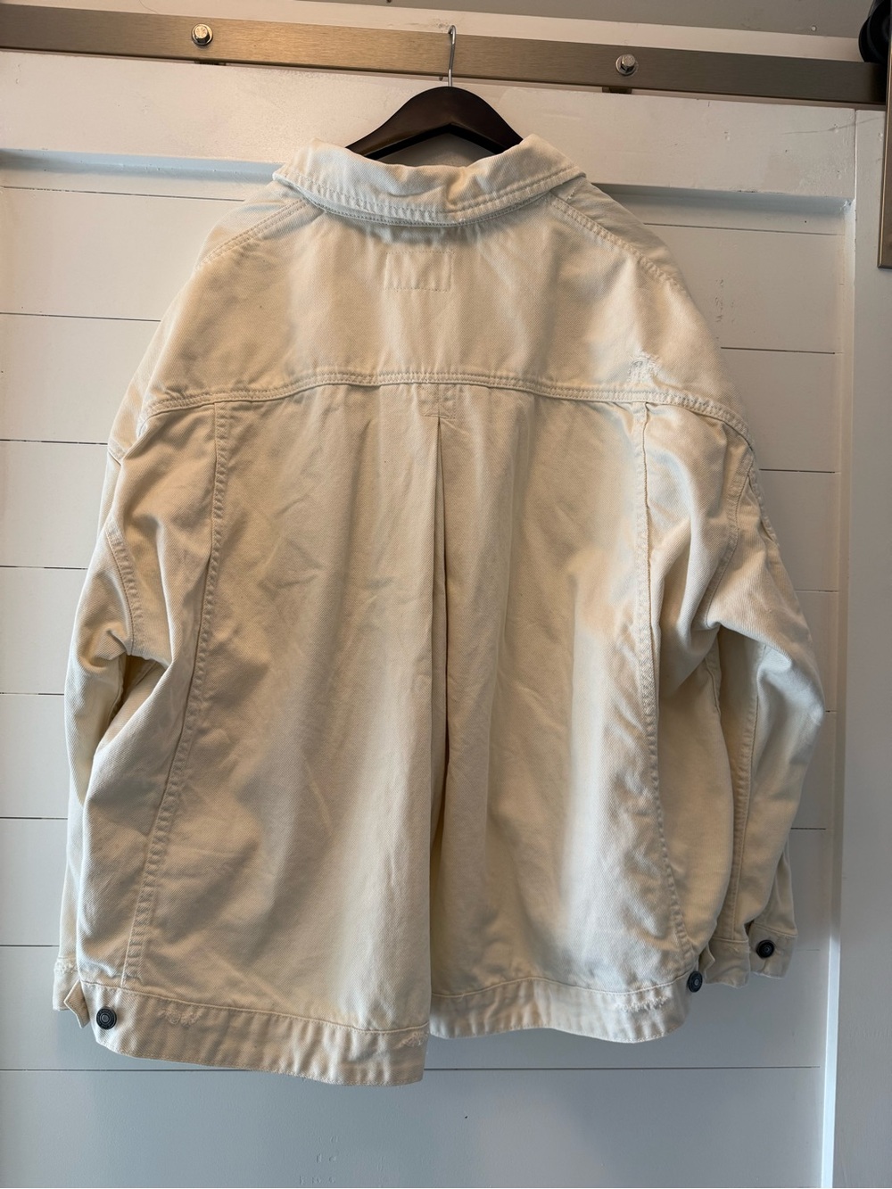 Free People Cream Oversized Denim Jacket - Picture 2 of 5